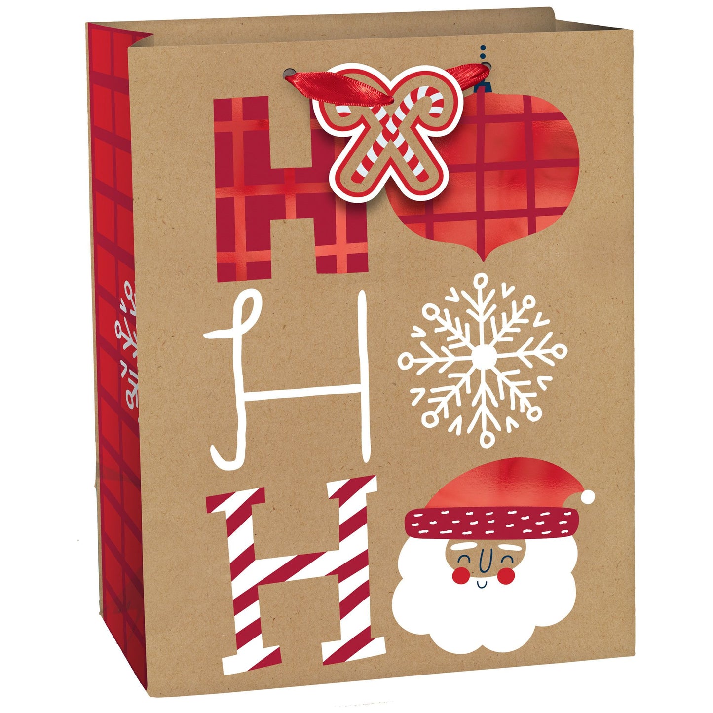 Ho Ho Ho Medium Vertical Kraft Bag w/ gift tag