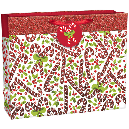 GIFT BAG: RED/WHITE CANDYCANE-170254 : 13X16X5
