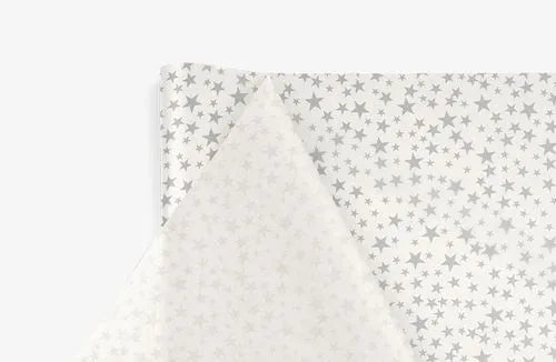 TISSUE PAPER: SILVER STARS sold 10 sheets per pack -SD#327-240 A : 20X30