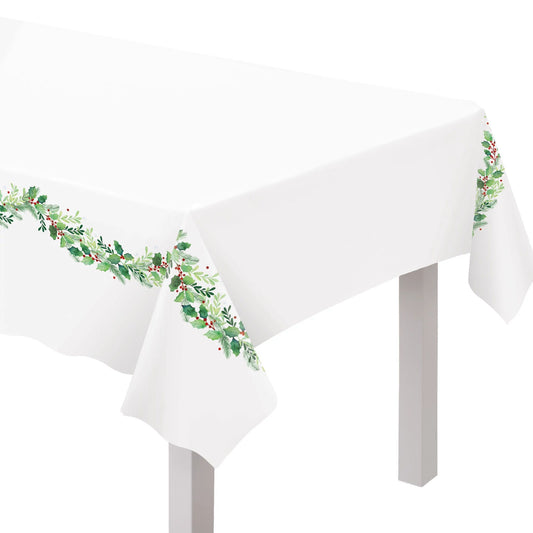 Traditional Holly Plastic Table Cover 54" x 84"