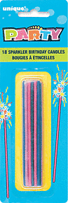 CANDLES: 4" Sparkle Bday Candle 18Ct