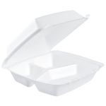 CLAMSHELL: 8X8X3 DIV WHITE FOAM-DA-85HT3R : 8X7.5X2.3