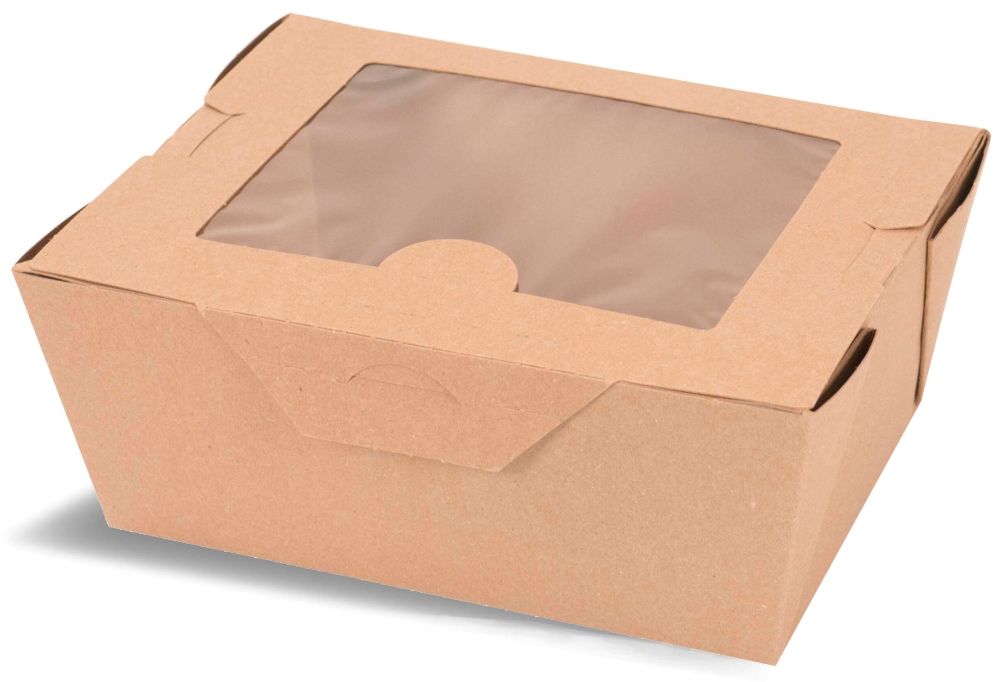 Bio-Plus View® Food Container - Size #3, Kraft 66 Fl Oz, Paper, Food Container