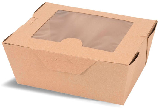 Bio-Plus View® Food Container - Size #3, Kraft 66 Fl Oz, Paper, Food Container