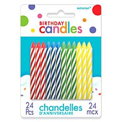 Spiral Birthday Candle - Primary 24/pk