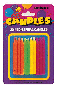 CANDLES: SPIRAL B-DAY CANDLES 20/pk