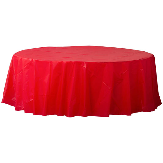 TABLECOVER: 84"APPLE RED PLASTIC