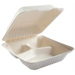 CLAMSHELL: 8X8X3 3 CMPT SUGARCANE COMPOSTABLE