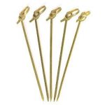 Flower Knot Pick 4.75"  Bamboo, (10/PK)