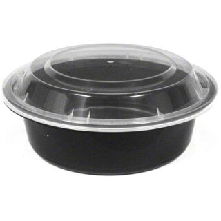 Microwaveable 6" Round Combo Container Black 16 OZ